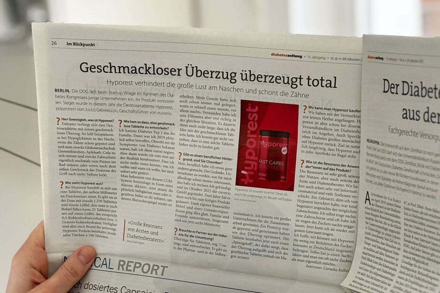 Foto des Artikels in der Diabeteszeitung Interview Julius Grennigloh