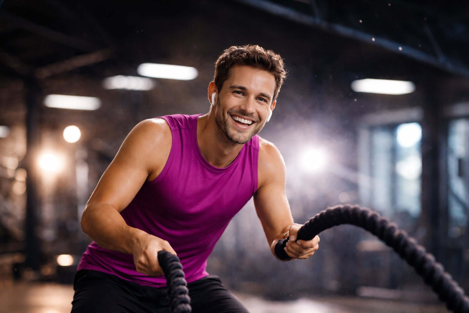 Lächelnder Mann beim Sport