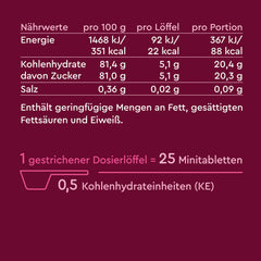 Hyporest Original geschmacksneutrale Dextrosetabletten (Traubenzucker) Inhaltsstoffe Nährwerte