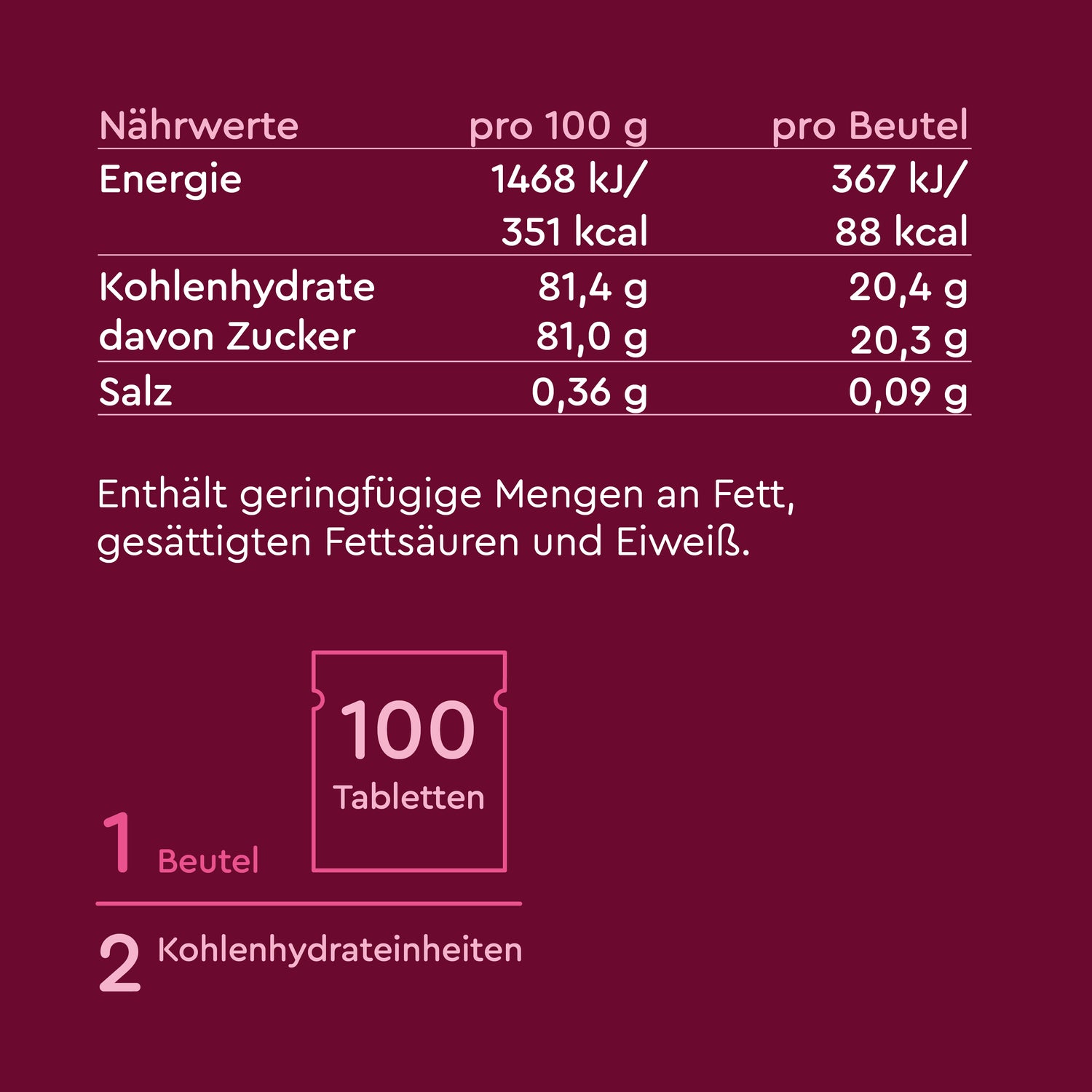 Hyporest pockets Glucose (dextrose) mini tablets without flavor (tasteless) for on the go nutritional values ingredients