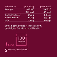 Hyporest pockets Glucose (dextrose) mini tablets without flavor (tasteless) for on the go nutritional values ingredients